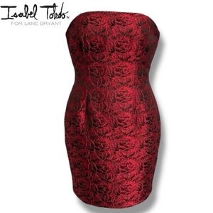 Lane Bryant Rose Jacquard Bustier Dress by Isabel Toledo Red Valentine’s | Sz 16